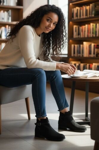 Fitbas 111402 008 Kadın Siyah Süet Büyük & Küçük Numara Bot - Fitbas