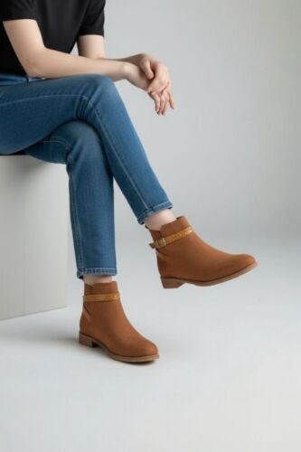 Fitbas 111402 165 Kadın Taba Süet Büyük & Küçük Numara Bot - Fitbas