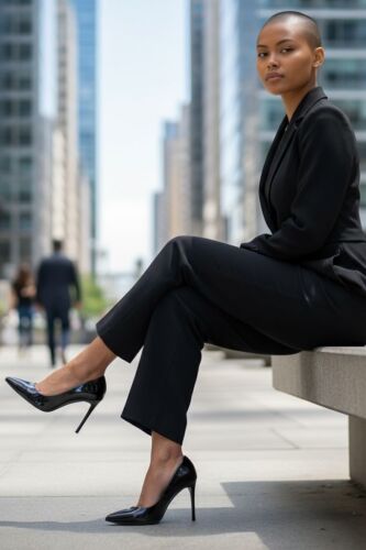 Fitbas 111505 020 Kadın Siyah Rugan Büyük & Küçük Numara Stiletto - Fitbas