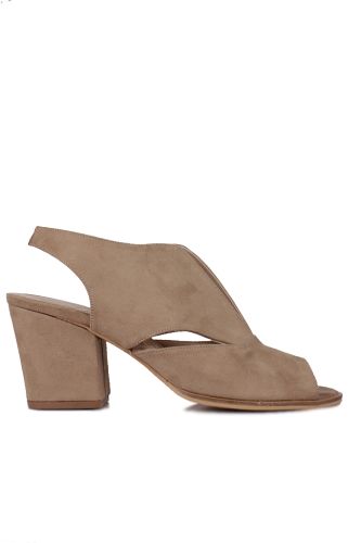 Fitbas 111606 327 Kadın Ten Süet Topuklu Büyük & Küçük Numara Sandalet - Fitbas