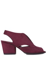 Fitbas 111606 627 Kadın Bordo Süet Topuklu Büyük & Küçük Numara Sandalet - Thumbnail