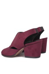 Fitbas 111606 627 Kadın Bordo Süet Topuklu Büyük & Küçük Numara Sandalet - Thumbnail