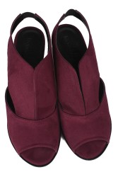 Fitbas 111606 627 Kadın Bordo Süet Topuklu Büyük & Küçük Numara Sandalet - Thumbnail