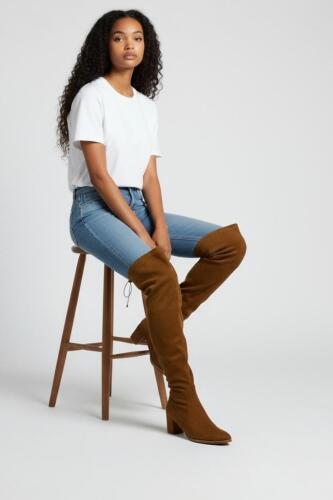 Fitbas 111731 167 Taba Süet Sivri Burun Streç Büyük Küçük Numara Çizme - Fitbas