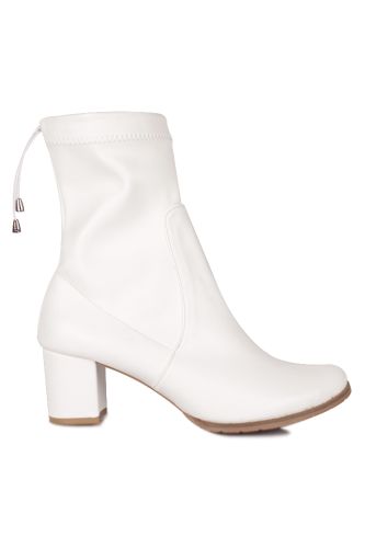 Fitbas 111740 468 Kadın Beyaz Yuvarlak Burun Streç Büyük Küçük Numara Bot - Fitbas