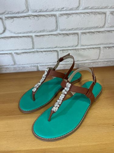 Fitbas - Fitbas 112114 167 Kadın Taba Yeşil Küçük & Büyük Numara Sandalet (1)