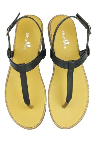 Fitbas 112115 014 Kadın Siyah Sarı Küçük & Büyük Numara Sandalet