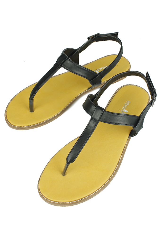 Fitbas 112115 014 Kadın Siyah Sarı Küçük & Büyük Numara Sandalet