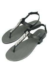 Fitbas 112116 014 Kadın Siyah Gri Büyük Numara Sandalet - 4