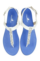 Fitbas 112116 469 Kadın Beyaz Mavi Büyük Numara Sandalet - Thumbnail