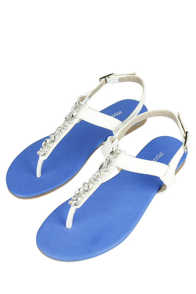 Fitbas 112116 469 Kadın Beyaz Mavi Büyük Numara Sandalet