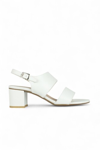 Fitbas 112142 468 Kadın Beyaz Topuklu Büyük Numara Sandalet - Fitbas