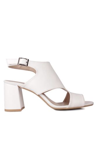 Fitbas 112300 468 Kadın Beyaz Topuklu Büyük & Küçük Numara Yazlık Ayakkabı - Fitbas