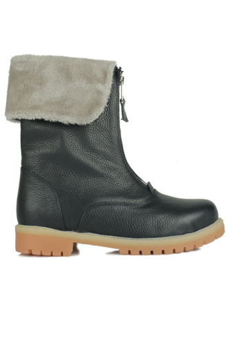 Fitbas 112407 014 Kadın Siyah Kürklü Büyük Numara Bot - Fitbas