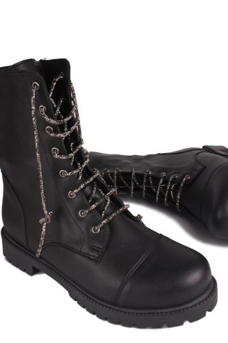 Fitbas 112542 025 Kadın Siyah Taşlı Bağcık Büyük Numara Bot - Fitbas (1)