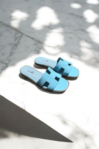 Fitbas 112608 420 Kadın Mavi Büyük Numara Terlik - Fitbas