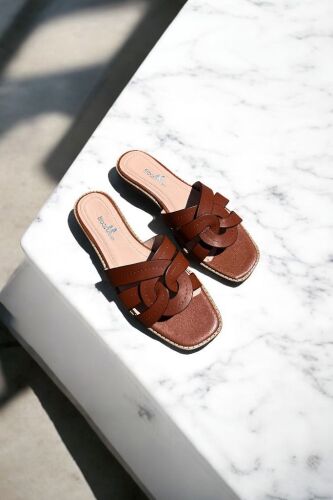 Fitbas 112609 167 Kadın Taba Büyük Numara Terlik - Fitbas