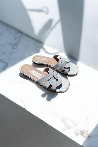 Fitbas 112609 468 Kadın Beyaz Büyük Numara Terlik - Fitbas