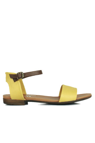 Fitbas 112675 125 Kadın Sarı Deri Büyük & Küçük Numara Sandalet - Fitbas