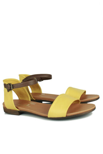 Fitbas 112675 125 Kadın Sarı Deri Büyük & Küçük Numara Sandalet - Fitbas (1)