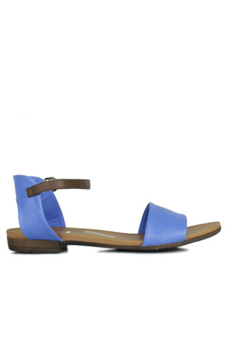 Fitbas 112675 425 Kadın Sax Mavi Deri Büyük & Küçük Numara Sandalet - Fitbas