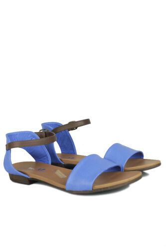 Fitbas 112675 425 Kadın Sax Mavi Deri Büyük & Küçük Numara Sandalet - Fitbas (1)