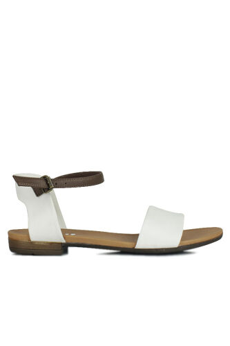 Fitbas 112675 468 Kadın Beyaz Deri Büyük & Küçük Numara Sandalet - Fitbas