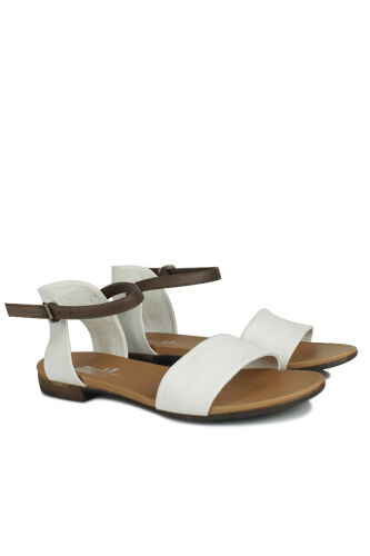 Fitbas 112675 468 Kadın Beyaz Deri Büyük & Küçük Numara Sandalet - Fitbas (1)