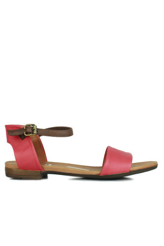 Fitbas 112675 525 Kadın Kırmızı Deri Büyük & Küçük Numara Sandalet - Fitbas