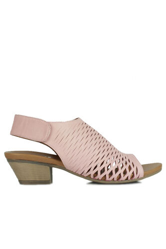 Fitbas 112869 975 Kadın Pembe Deri Büyük & Küçük Numara Sandalet - Fitbas