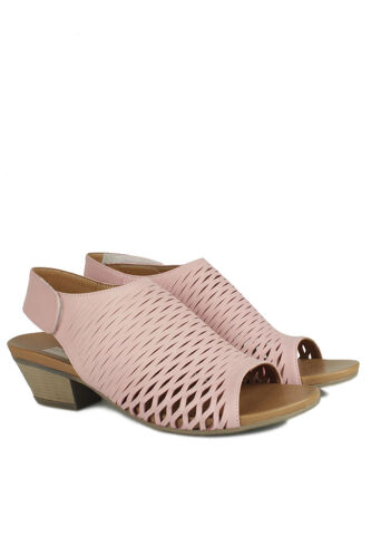 Fitbas 112869 975 Kadın Pembe Deri Büyük & Küçük Numara Sandalet - Fitbas (1)
