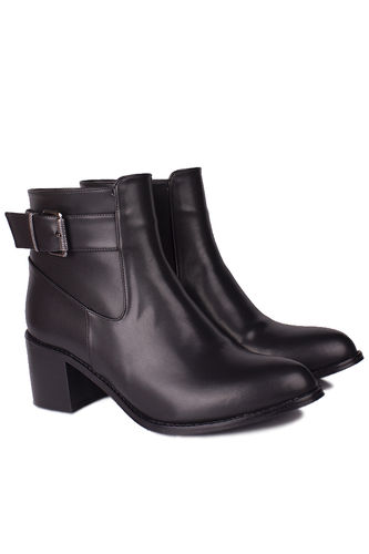 Fitbas 113700 014 Kadın Siyah Mat Deri Büyük & Küçük Numara Bot - Fitbas