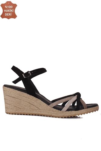 Fitbas 1314 008 Kadın Siyah Süet Büyük & Küçük Numara Sandalet - Fitbas (1)
