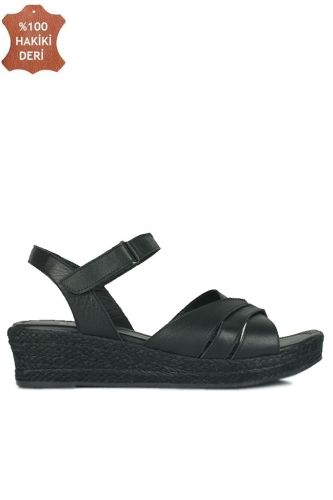 Fitbas 1818 014 Kadın Siyah Sandalet Büyük & Küçük Numara Terlik - Fitbas