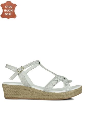 Fitbas 1819 771 Kadın Gümüş Büyük & Küçük Numara Sandalet - Fitbas