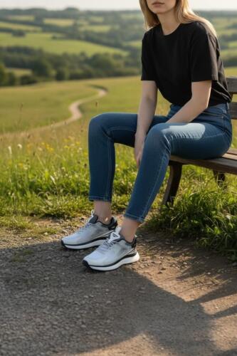 Fitbas 440590 471 Kadın Beyaz Siyah Büyük Numara Spor Ayakkabı - Fitbas