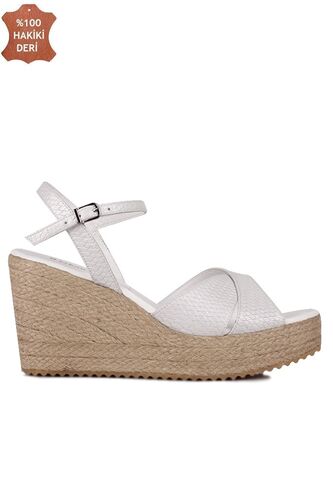 Fitbas 5044 471 Kadın Beyaz Büyük & Küçük Numara Sandalet - Fitbas