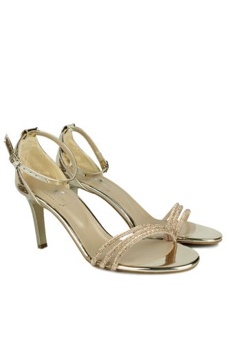 Fitbas - Fitbas 520031 721 Kadın Altın Rugan Topuklu Büyük & Küçük Numara Ayakkabı (1)