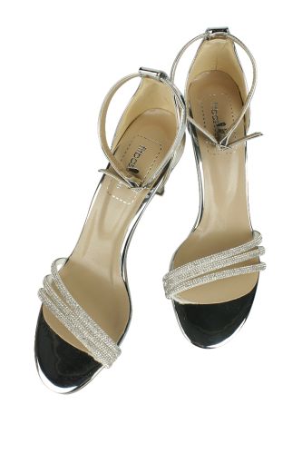 Fitbas - Fitbas 520031 771 Kadın Gümüş Rugan Topuklu Büyük & Küçük Numara Ayakkabı (1)