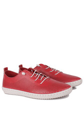 Fitbas 625040 524 Kadın Kırmızı Deri Günlük Büyük Numara Ayakkabı - Thumbnail