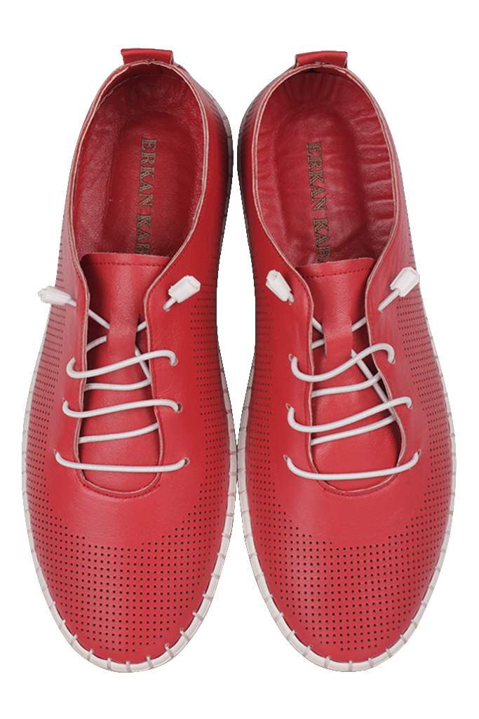 Fitbas 625040 524 Kadın Kırmızı Deri Günlük Büyük Numara Ayakkabı