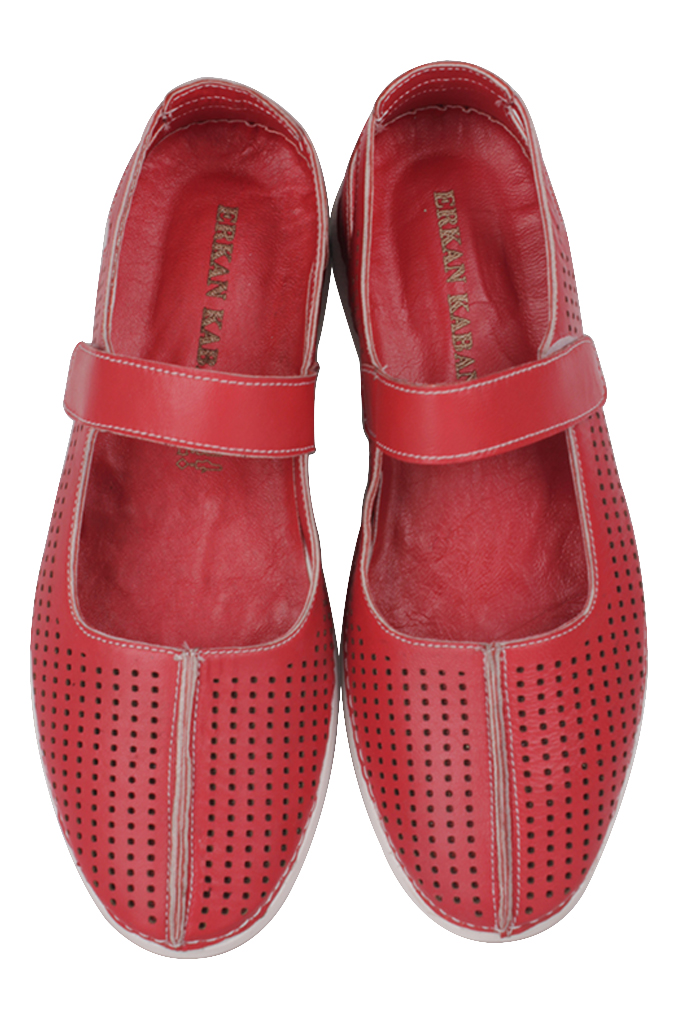 Fitbas 625118 524 Kadın Kırmızı Deri Günlük Büyük Numara Ayakkabı