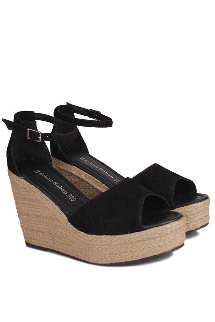 Fitbas 6863 008 Kadın Siyah Sandalet Büyük & Küçük Numara Sandalet