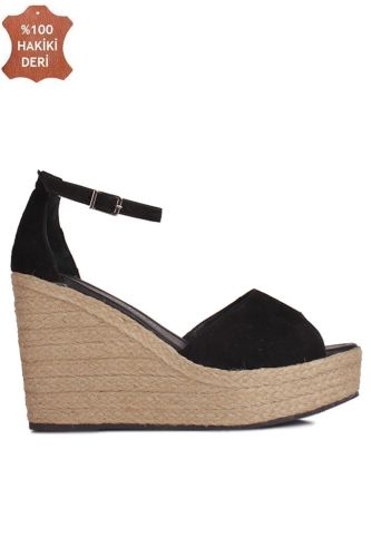 Fitbas 6863 008 Kadın Siyah Sandalet Büyük & Küçük Numara Sandalet