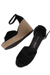Fitbas 6863 008 Kadın Siyah Sandalet Büyük & Küçük Numara Sandalet - Thumbnail
