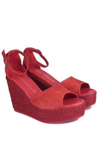 Fitbas - Fitbas 6863 527 Kadın Kırmızı Sandalet Büyük & Küçük Numara Sandalet (1)
