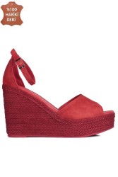 Fitbas 6863 527 Kadın Kırmızı Sandalet Büyük & Küçük Numara Sandalet - 1