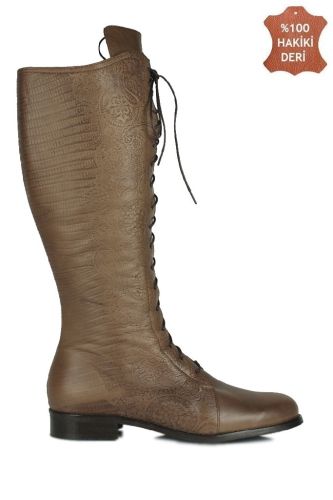 Fitbas 7142 242 Kadın Kahverengi Büyük & Küçük Numara Çizme - Fitbas