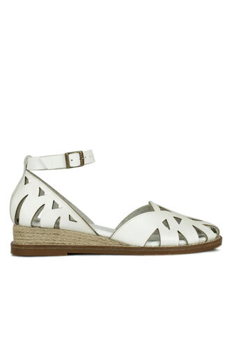 Fitbas 7199 468 Kadın Beyaz Deri Büyük & Küçük Numara Sandalet - Fitbas