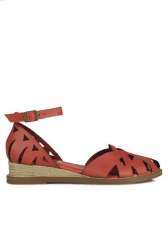 Fitbas 7199 559 Kadın Kırmızı Deri Büyük & Küçük Numara Sandalet - Fitbas